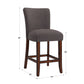 Classic Upholstered High Back Counter Height Chairs (Set of 2) - Esprasso Finish, Dark Gray