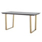 Faux Marble Sled Base Dining Table - Grey Top with Gold Finish