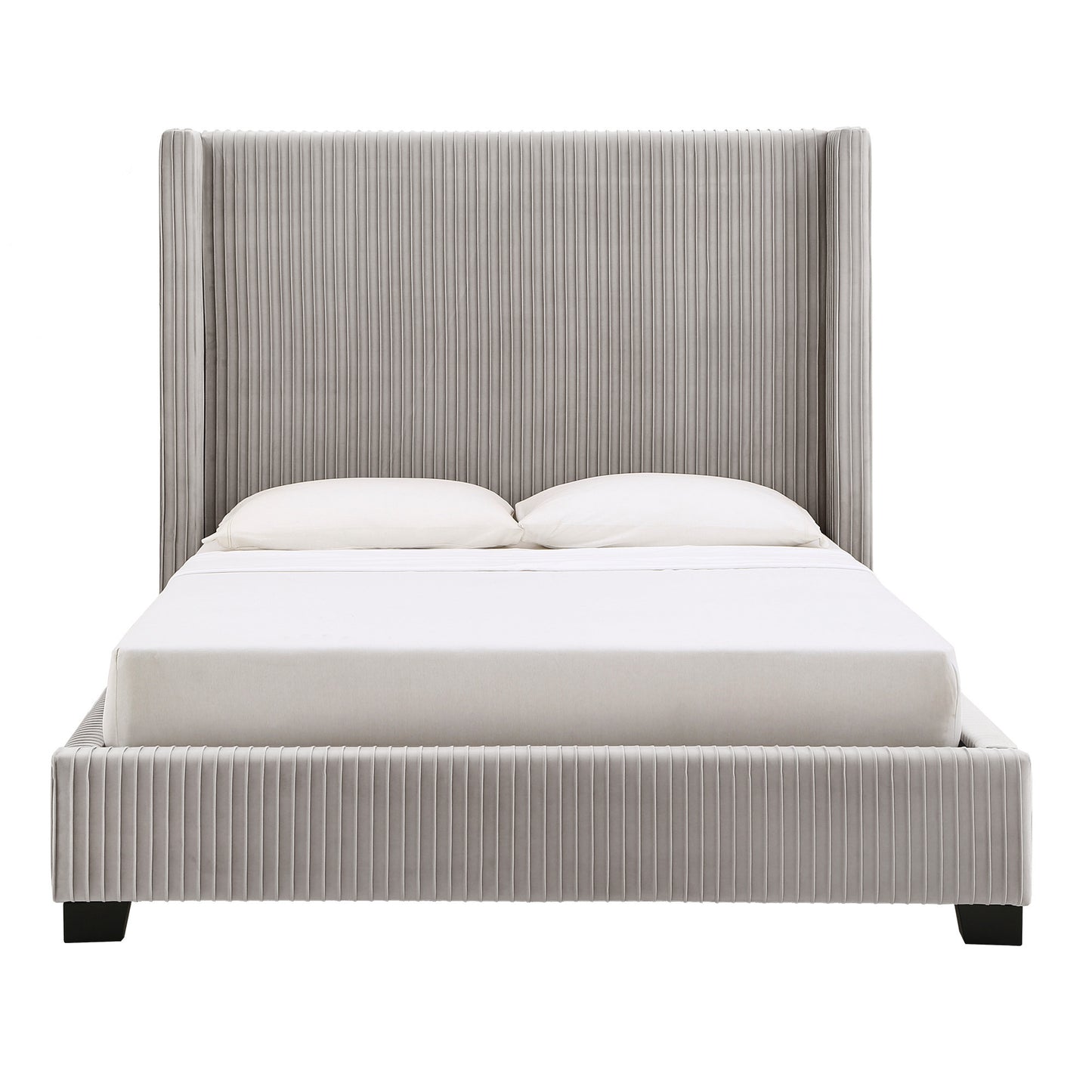 Wingback Upholstered Bed - Light Dove Gray, Queen