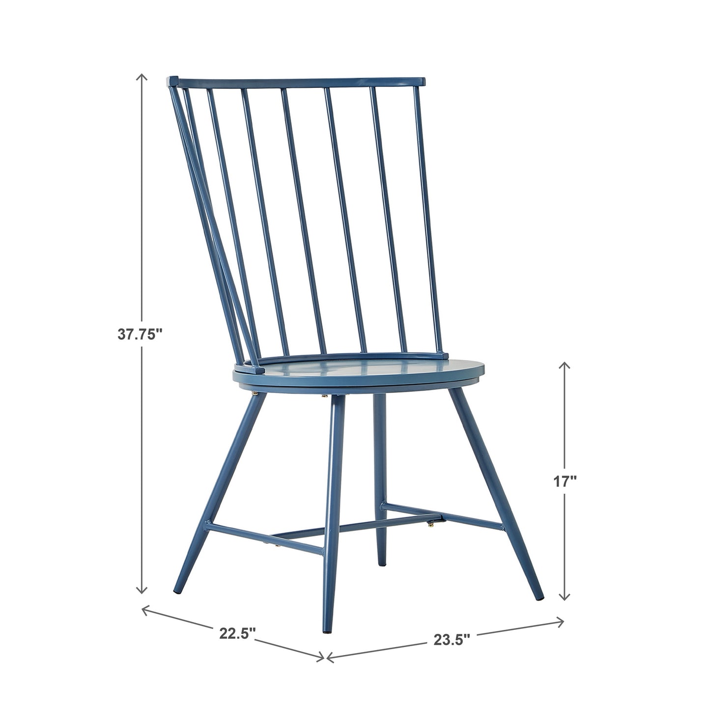 High Back Windsor Classic Dining Chairs (Set of 2) - Blue Steel