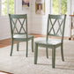 Double X Back Wood Dining Chairs (Set of 2) - Antique Sage Green Finish