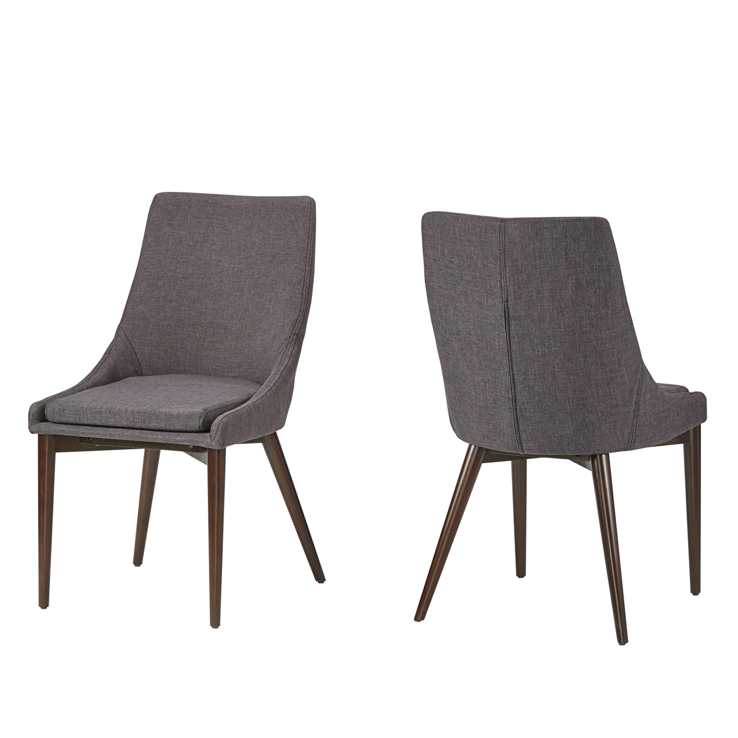 Mid-Century Barrel Back Linen Dining Chairs (Set of 2) - Dark Gray Linen