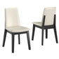 Wood Finish White Vegan Leather Dining Chair (Set of 2) - Black Oak