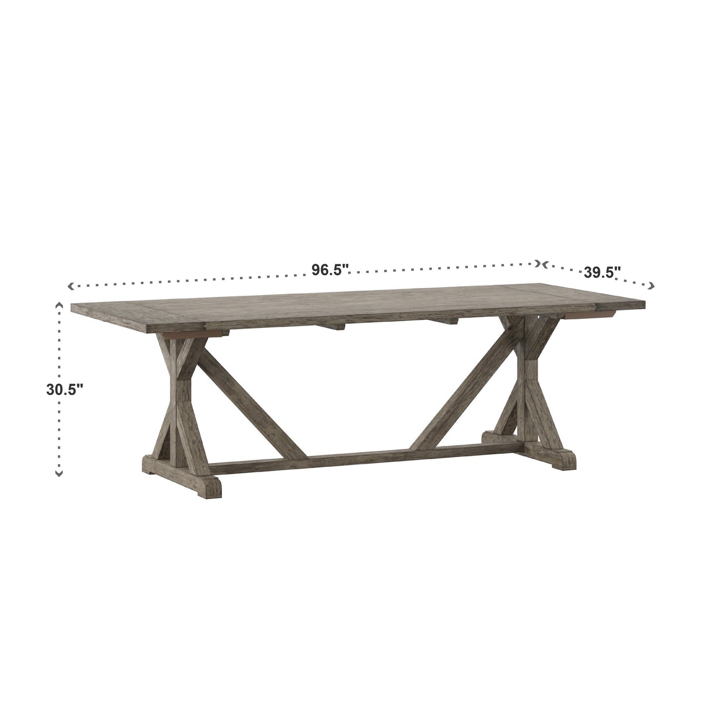 Rustic Reclaimed Wood Rectangular Trestle Base Table - Antiqua Gray Oak Finish