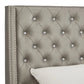 Faux Leather Crystal Tufted Bed - Gray Faux Leather, Full