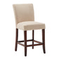 Classic Upholstered High Back Counter Height Chairs (Set of 2) - Espresso Finish, Beige