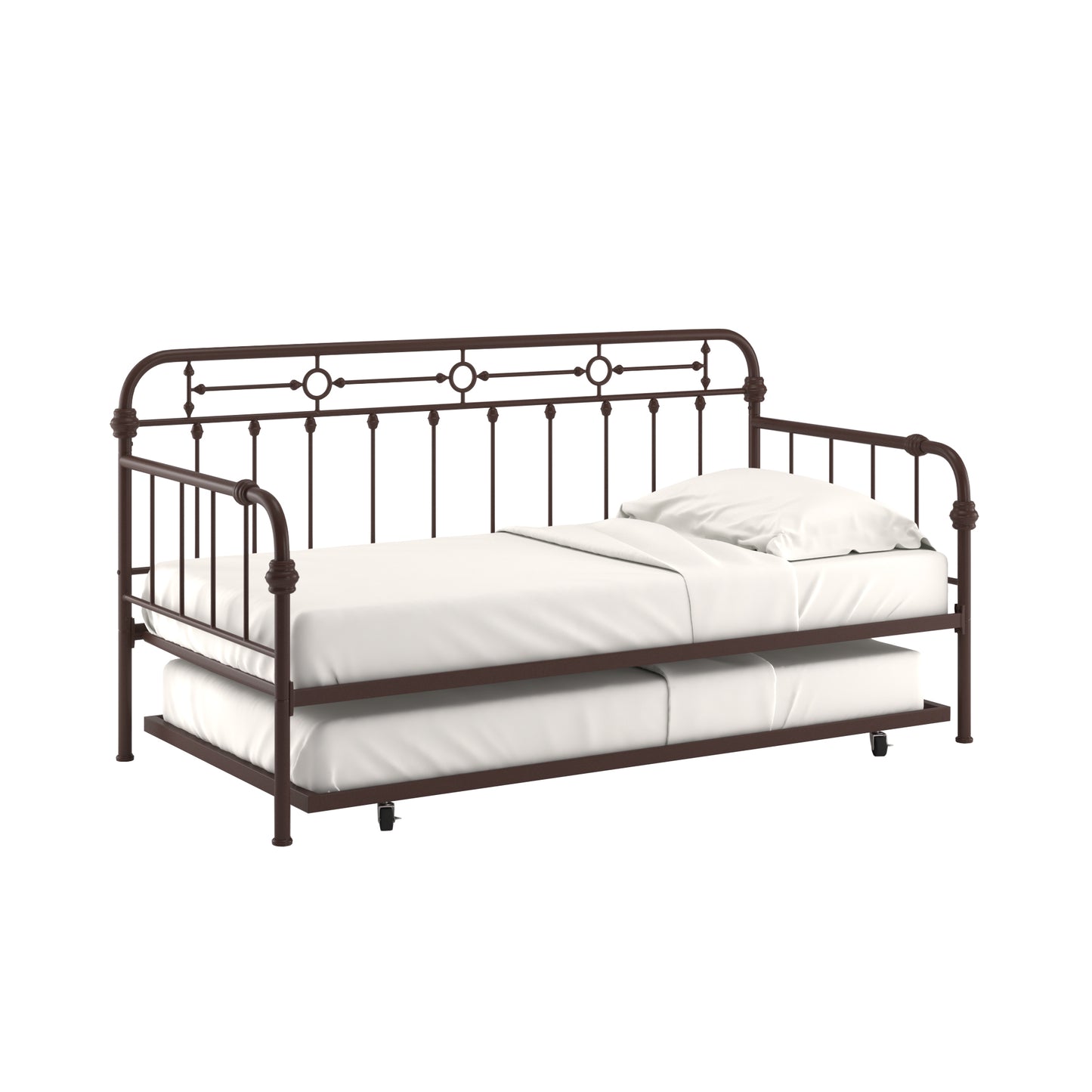 Antique Dark Bronze Metal Daybed - Twin Size with Trundle Bed