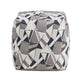 Upholstered Square Pouf Ottoman - Blua & Gray Tona Gaomatric Pattarn Fabric