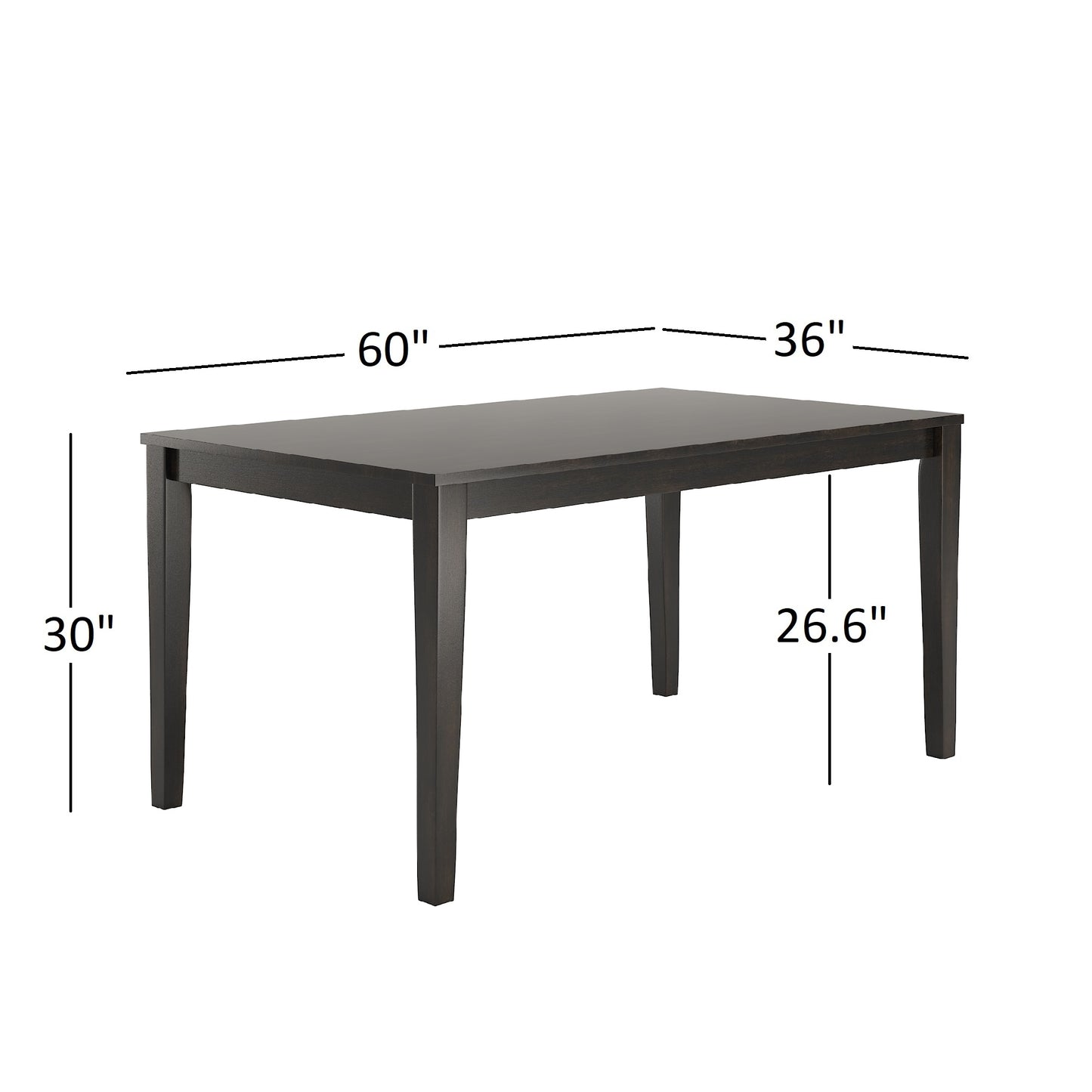 60-inch Rectangular Dining Table - Antique Black Finish