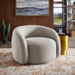 Modern Boucle Accent Chair with Cloud-Like Curved Design and Furry Channel Pillow - Light Gray Chair with Dark Gray Pillow