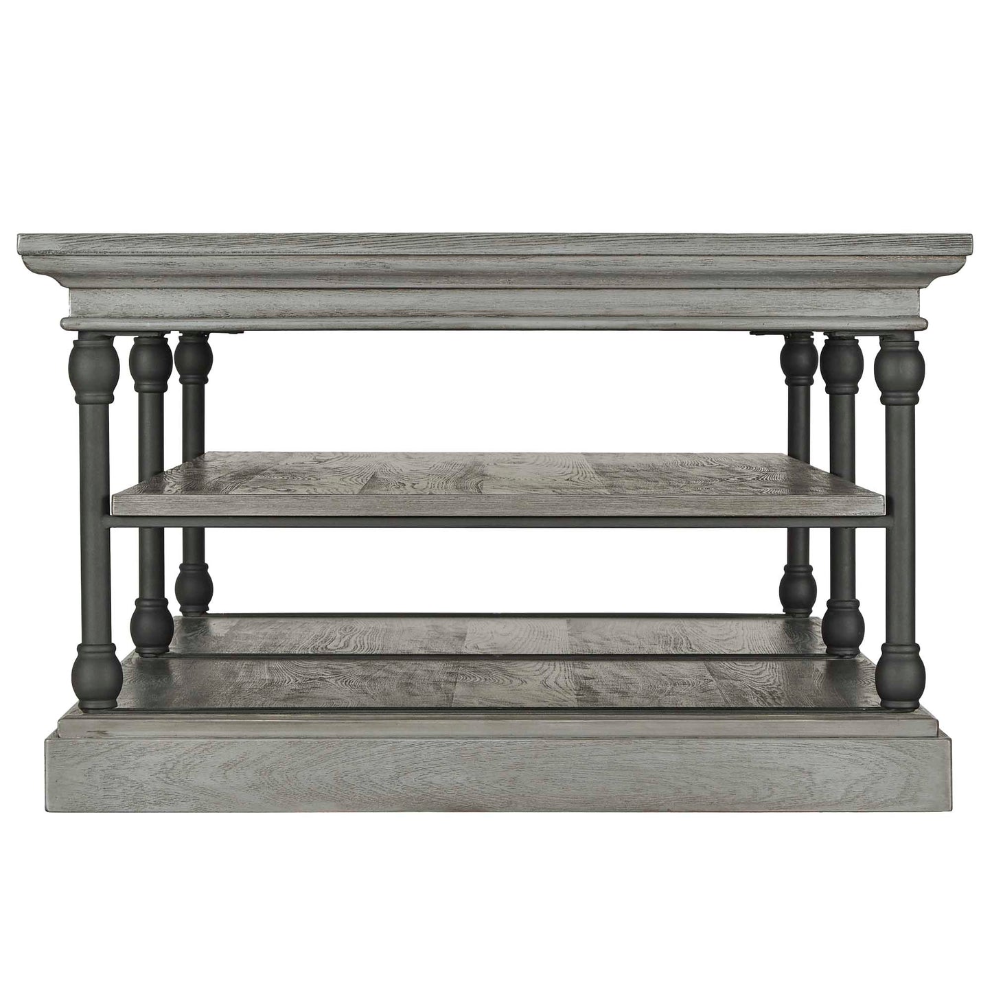 Cornice Rectangle Storage Shelf Coffee Table - Gray Finish