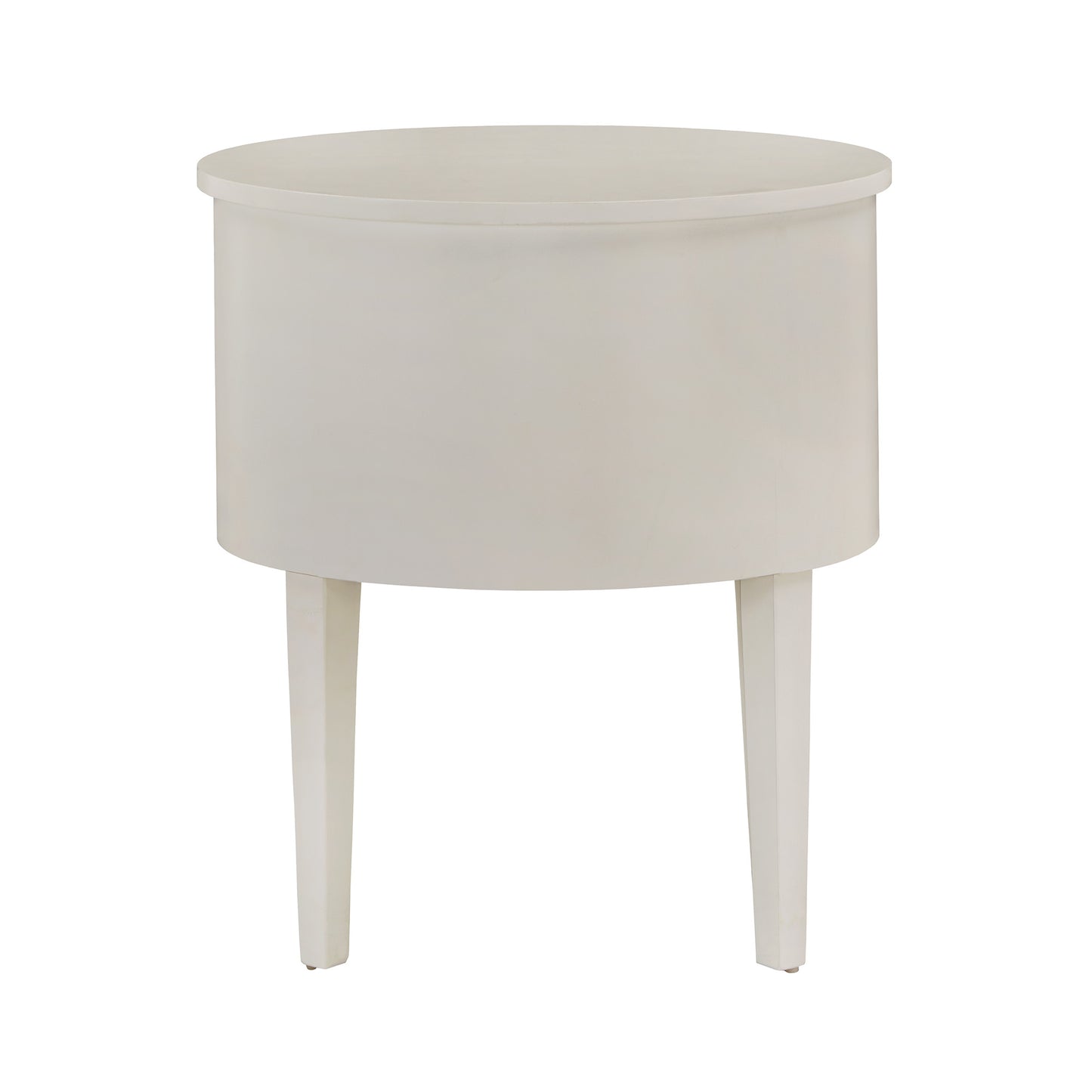 2-Drawer Oval Wood Accent Table - White