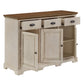 Wood Cabinet Buffet Server - Oak Top with Antique White Base