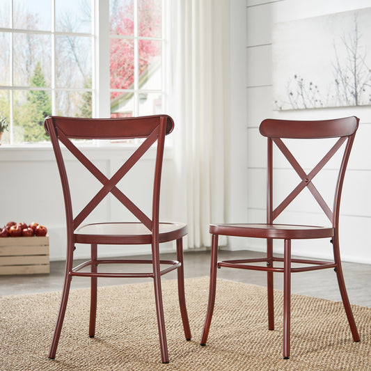 Metal Dining Chairs (Set of 2) - Antique Berry Red