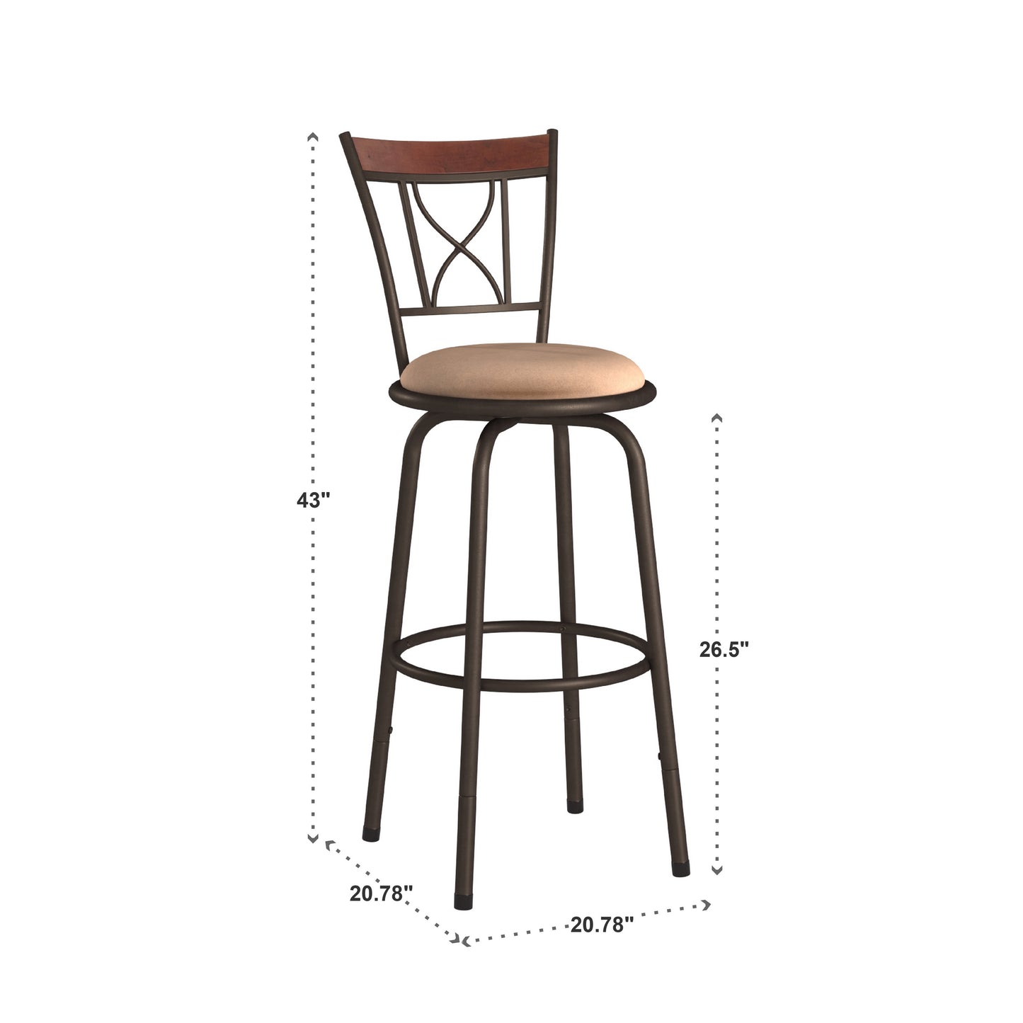 Curve X-Back Wood Trim 3-Pack Adjustable Stools - Bronze Finish