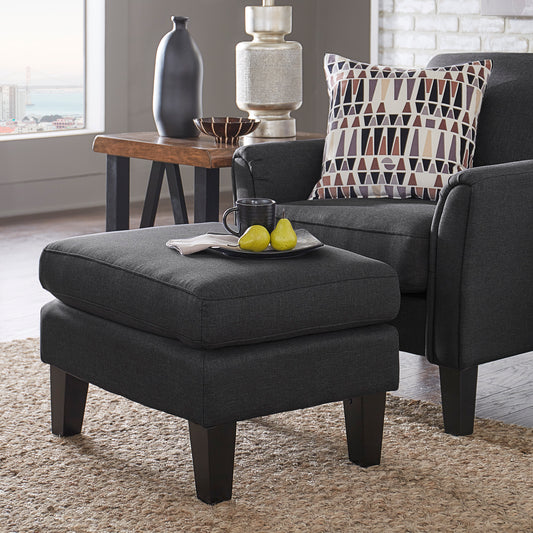 Modern Ottoman - Dark Gray Linen