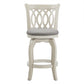 Scroll Back Swivel Stool - 24" Counter Height, Antique White Finish, Gray Linen