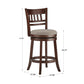 Lattice Back 24"H Swivel Counter Height Stool - Dark Cherry Finish, Gray Linen