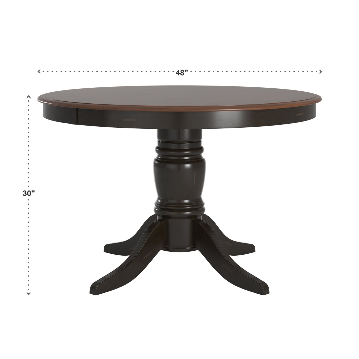 Two-Tone Round Dining Set - Antique Black, Cross Back, 3-Piece Set