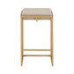 Gold Finish Velvet Button Tufted Bar Stools (Set of 2) - Beige Velvet, 24" Counter Height