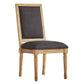 Rectangular Linen and Wood Dining Chairs (Set of 2) - Dark Gray Linen, Natural Finish