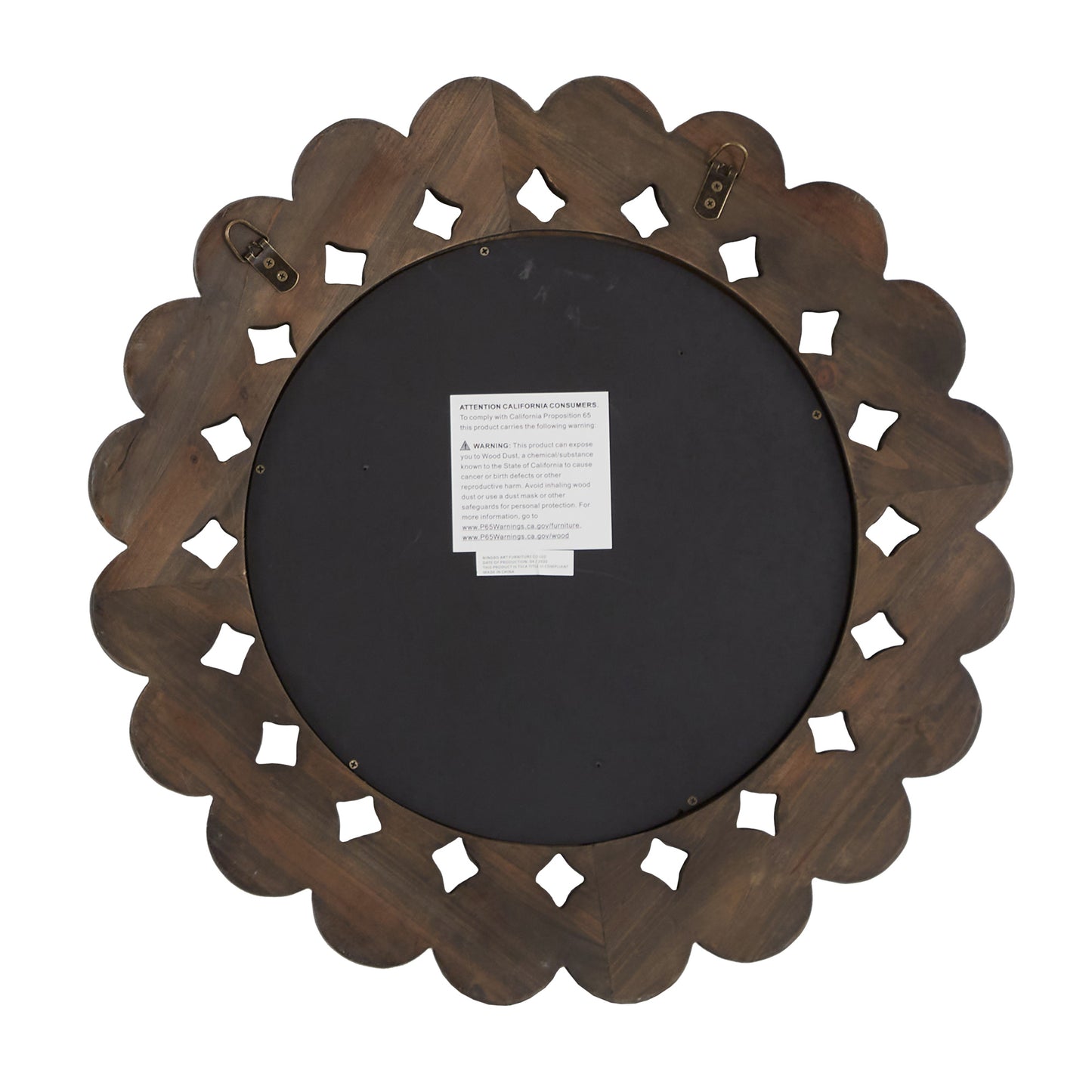 Dark Brown Reclaimed Wood Round Wall Mirror - Small