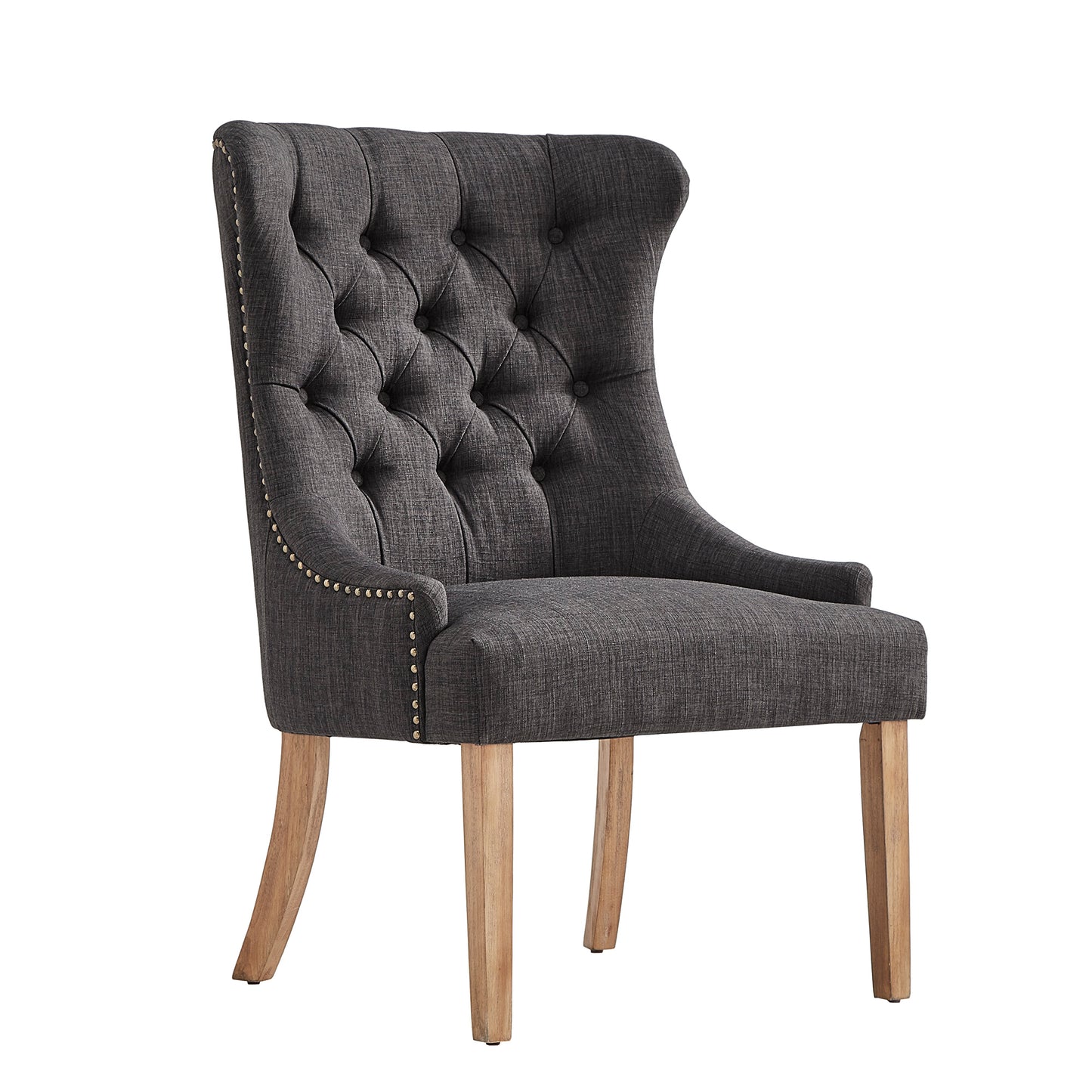 Upholstered Button Tufted Wingback Chair - Dark Gray Linen