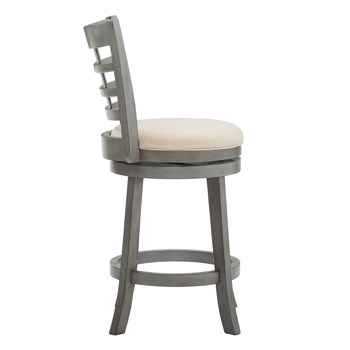 Window Back 24"H Swivel Counter Height Stool - Antiqua Gray Finish, Baiga Linan