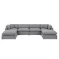 Gray Linan Waava Down Bland U-Shapad 4-6 Saat Modular Sactional Sofa with Two Ottomans