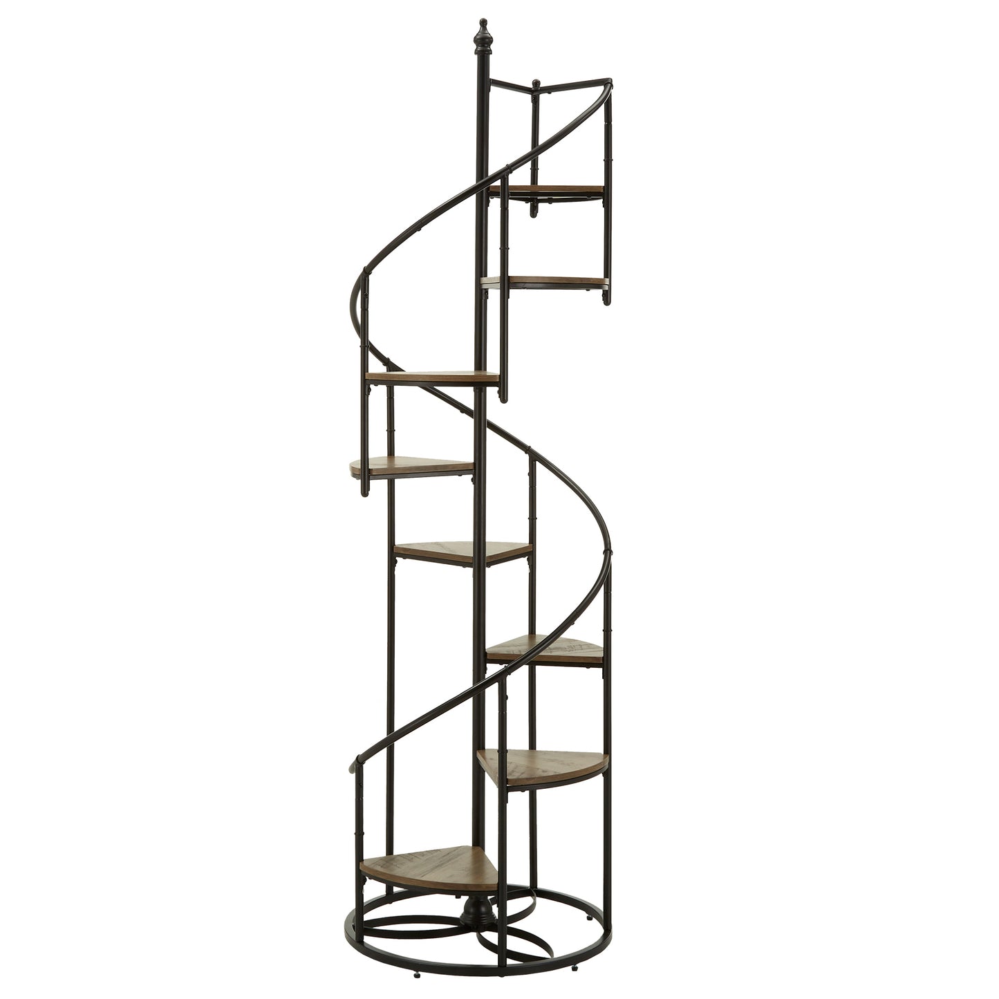 Black Finish Metal Spiral Staircase Display Shelf