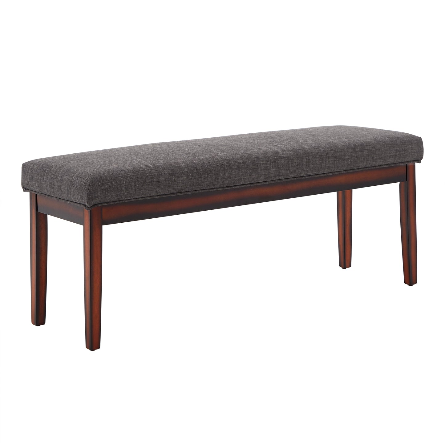 Upholstered Espresso Finish Bench - Esprasso Finish, Dark Gray