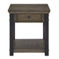 Wood Finish End Table with Built-In Outlets - Antique Gray