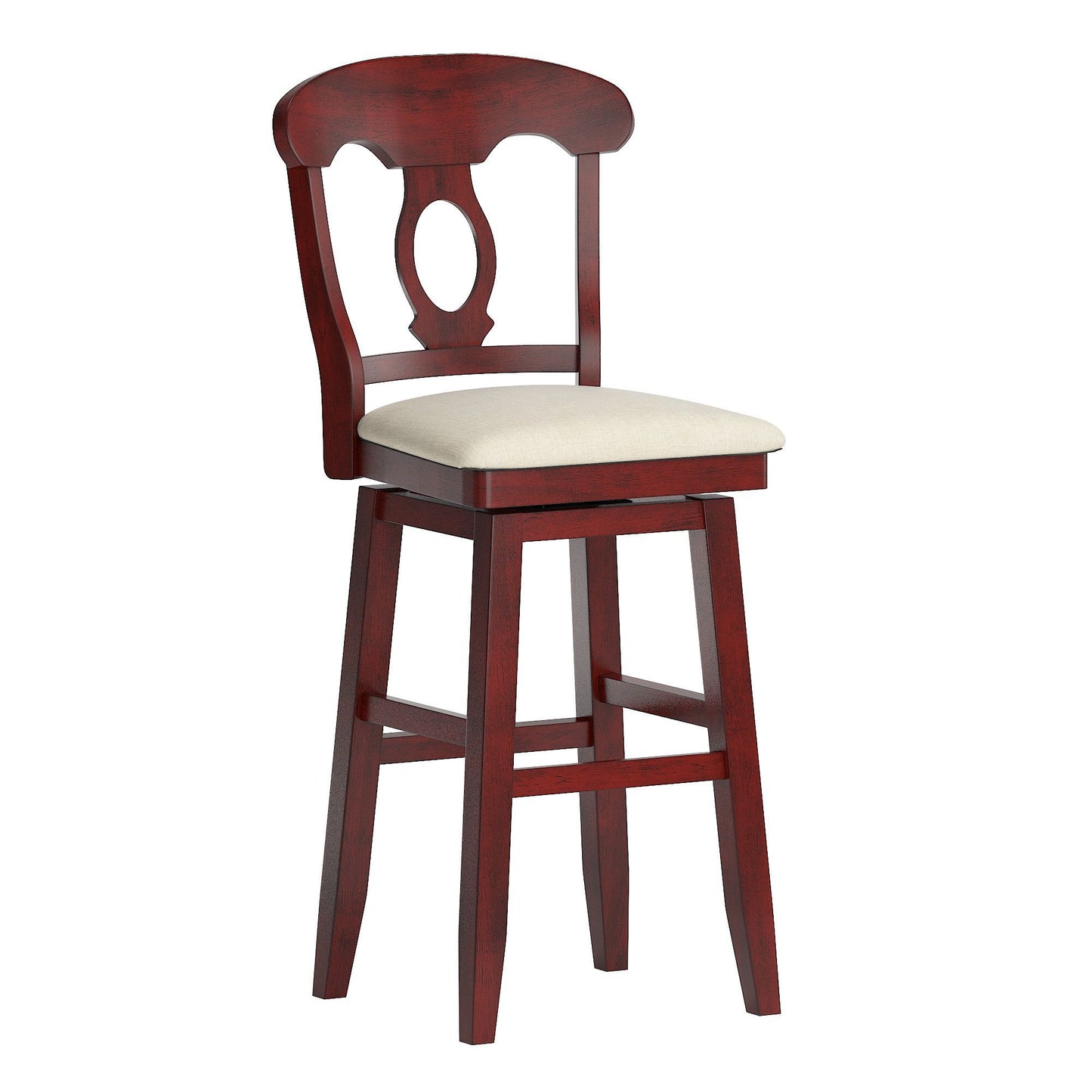 Napoleon Back Wood Swivel Bar Stool - Antique Berry Finish