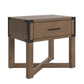 Wood Finish X-Base End Table with Drawer - Oak Finish