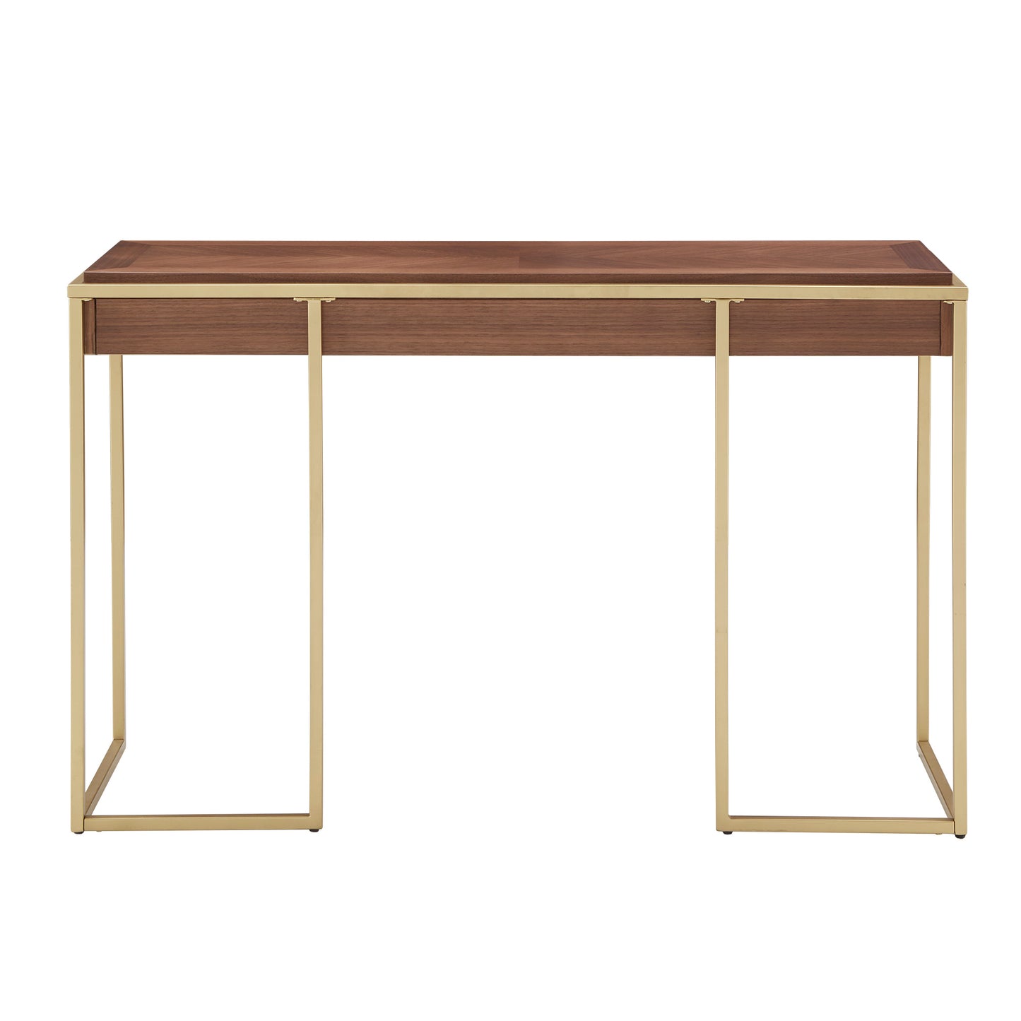 Natural Finish Gold Metal 1-Drawer Desk