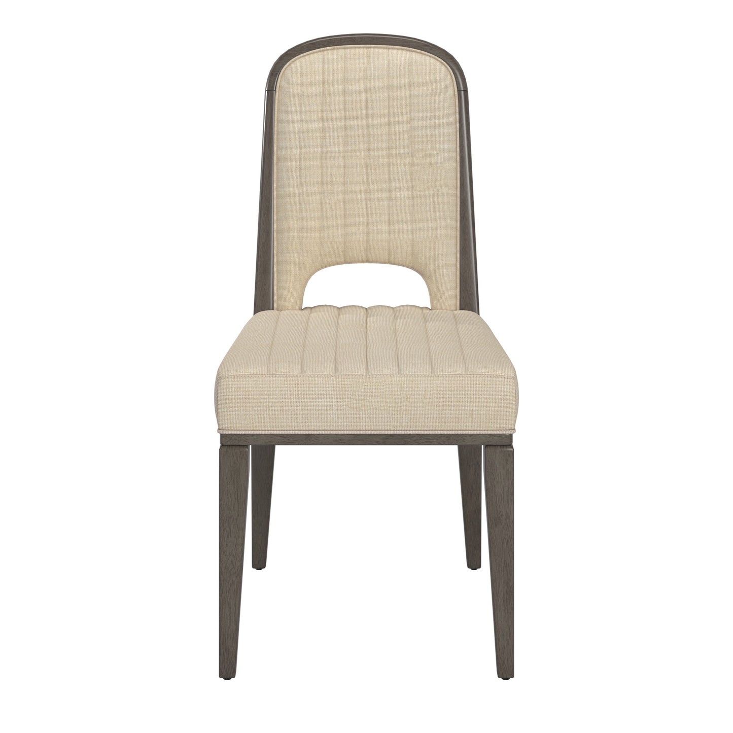 Wood Finish Cream Fabric Channel Stitching Dining Chair (Set of 2) - Gray