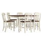 Counter Height Two-Tone Extending Dining Set - Antique White, Scroll Back, 7-Piece Set