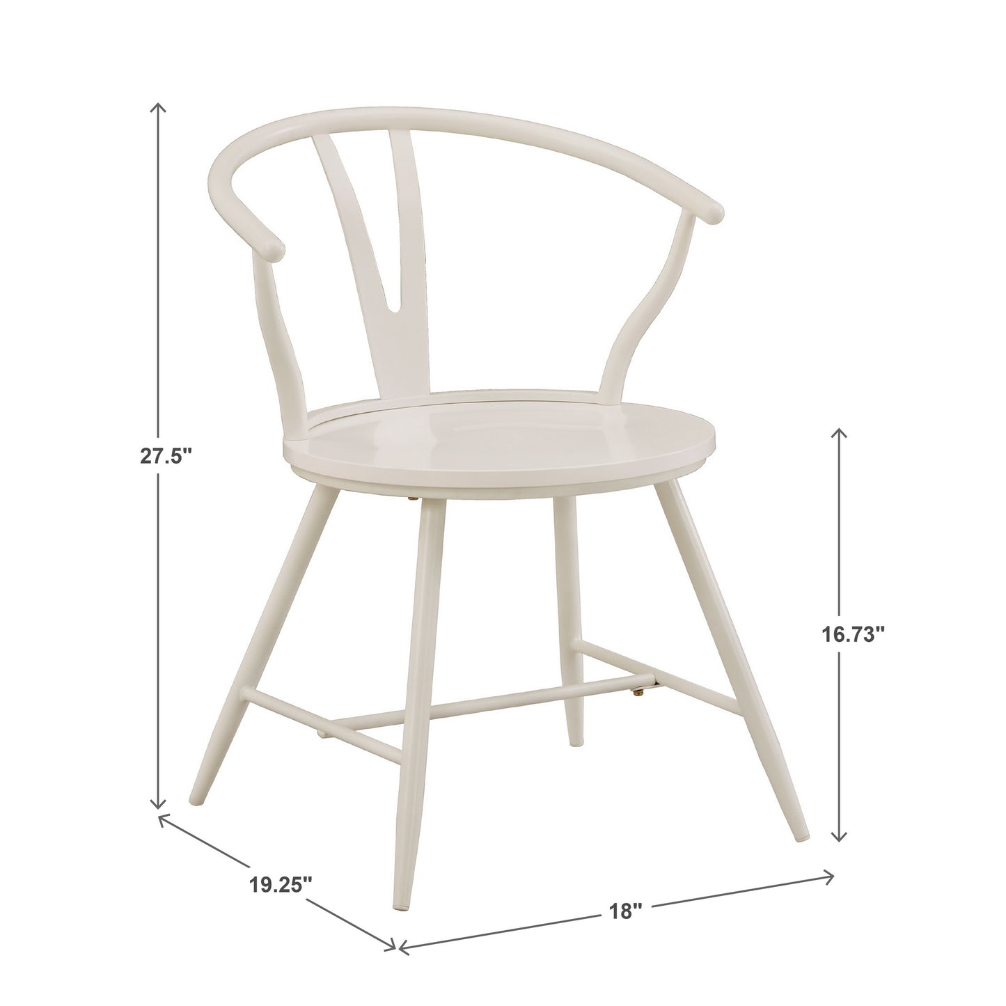 Wishbone Back Metal Side Chair with Wood Seat (Set of 2) - White