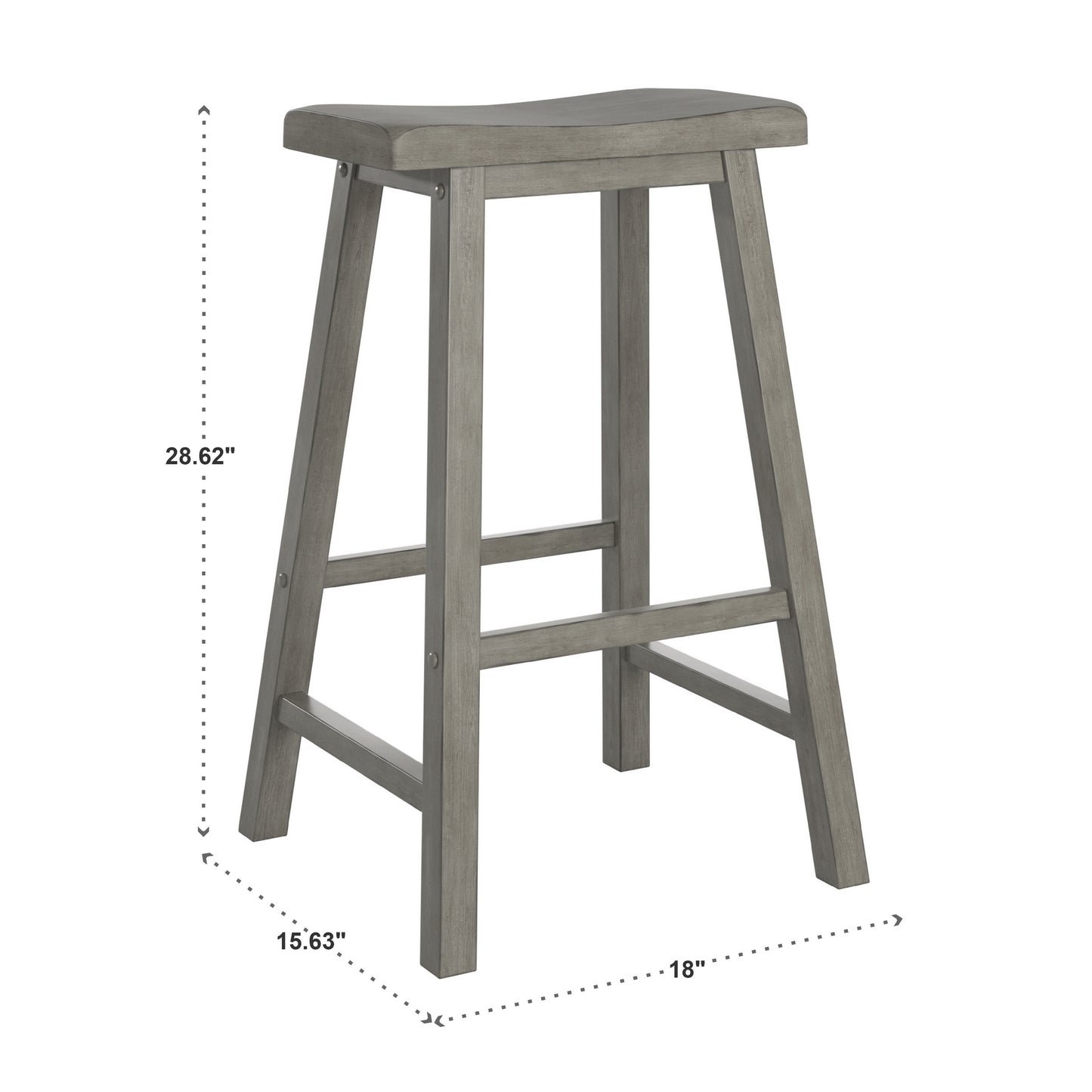 Saddle Seat 29" Bar Height Backless Stools (Set of 2) - Antique Gray Finish