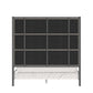 Metal Canopy Bed with Linen Panel Headboard - Gray Linen, Black Nickel Finish, King Size