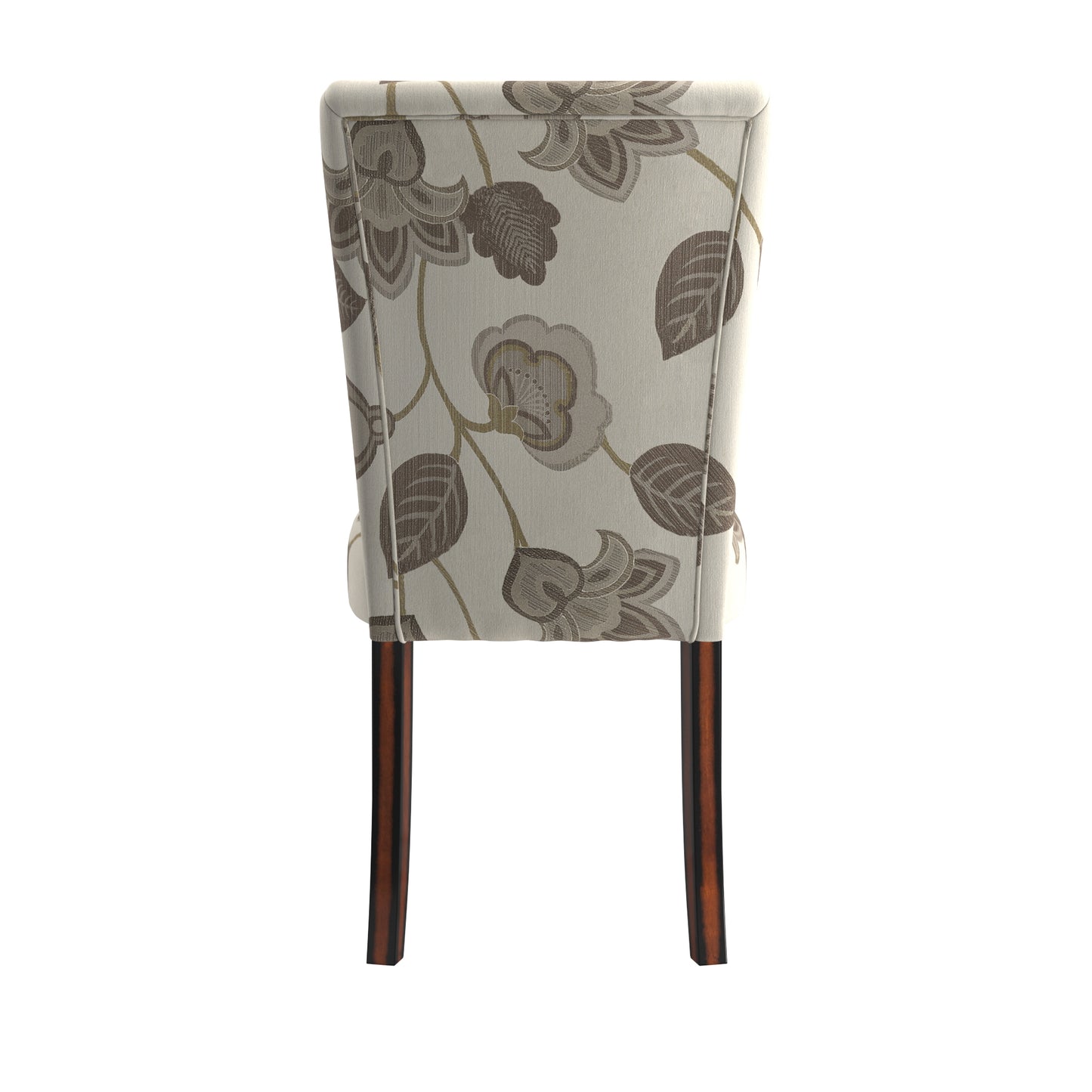 Print Parsons Dining Side Chairs (Set of 2) - Esprasso Finish, Gray Flowar Print Fabric