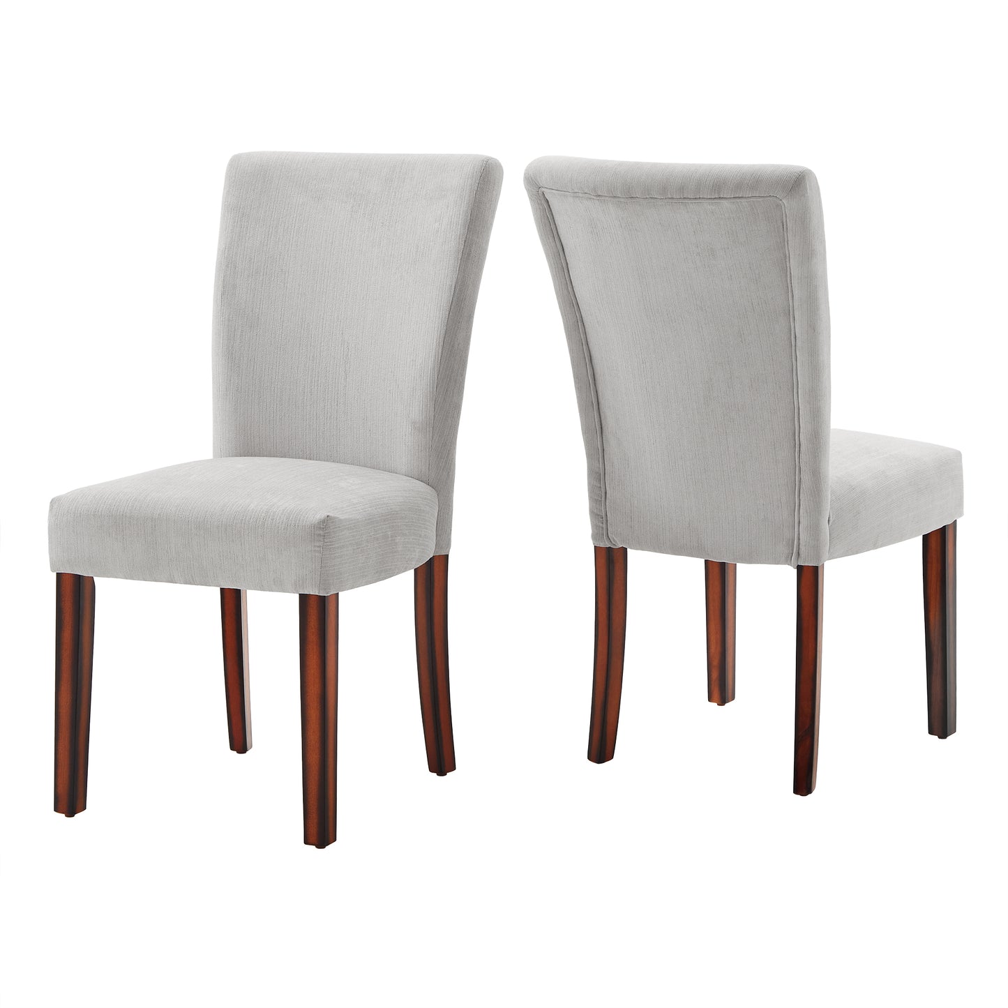 Chenille Parsons Dining Chairs (Set of 2) - Espresso Finish, Silver Gray Chenille