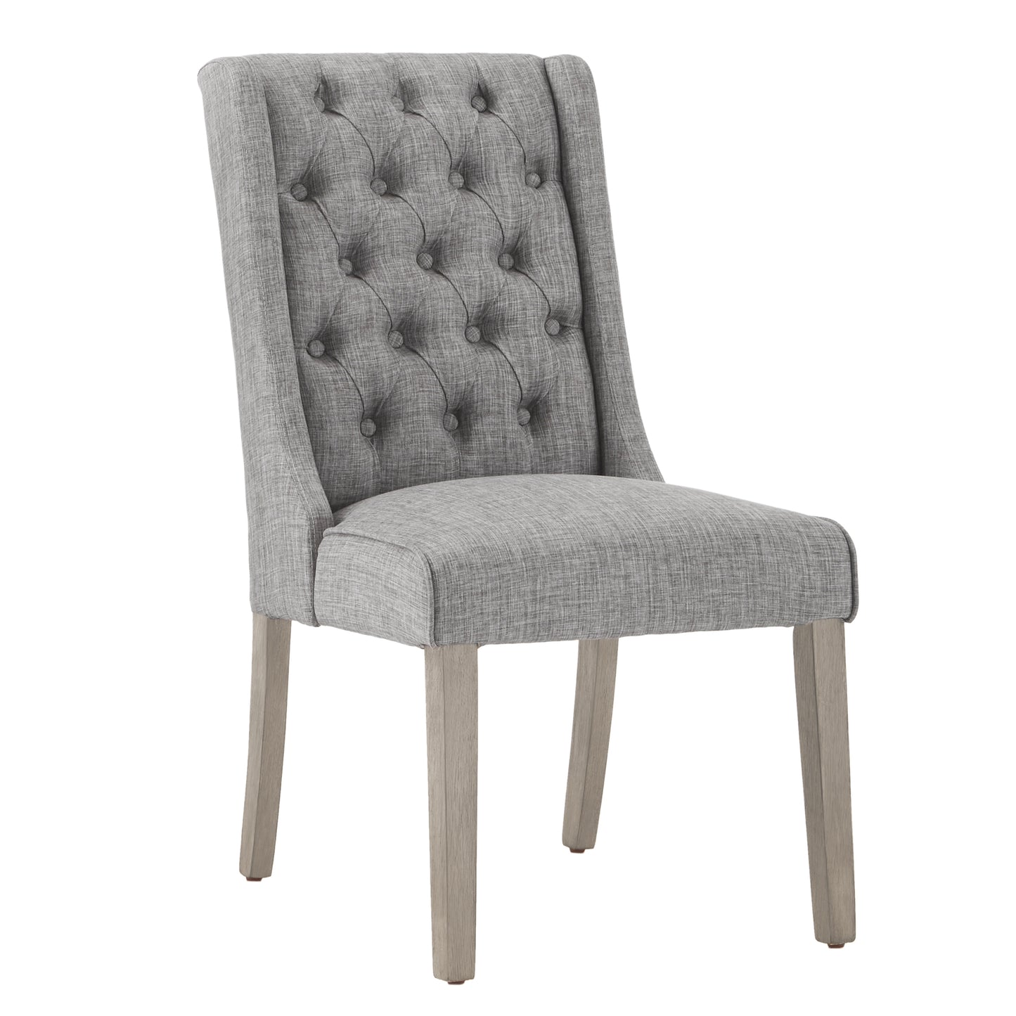 Tufted Linen Upholstered Side Chairs (Set of 2) - Gray Linen