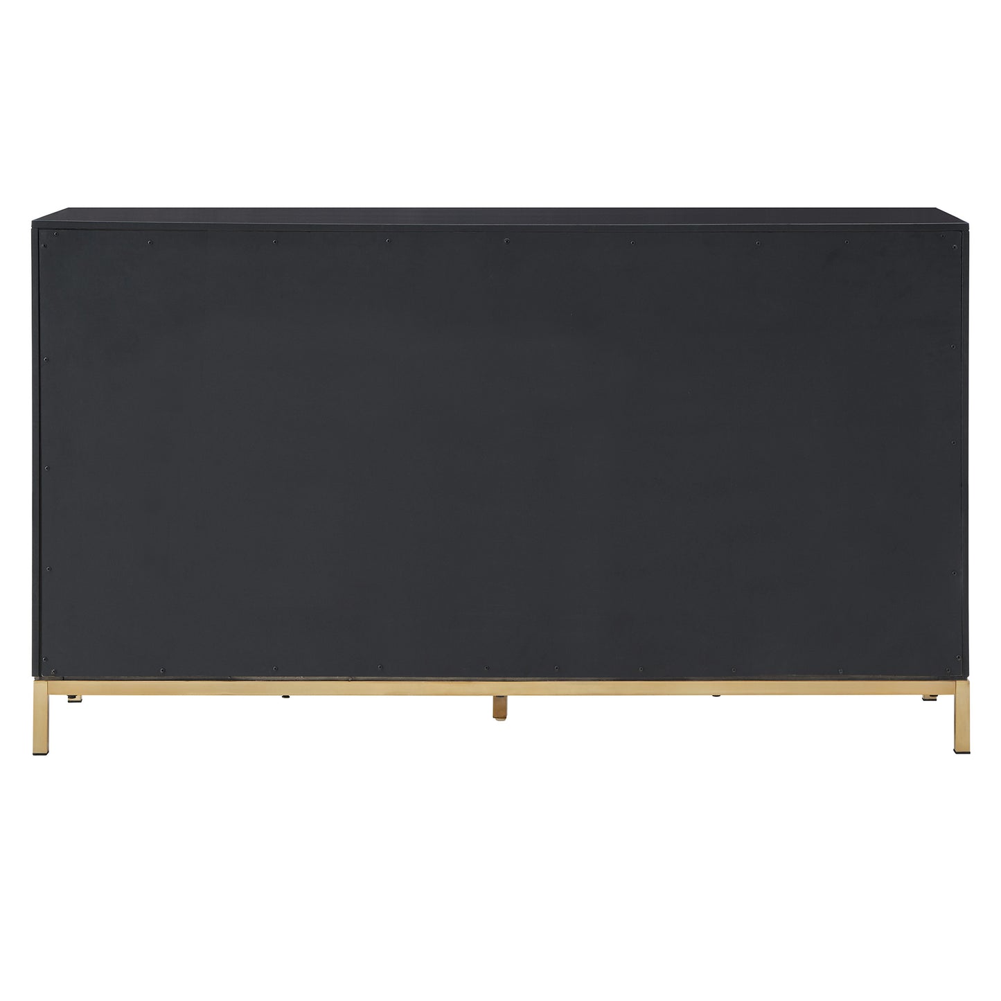 64" Wide 8 - Drawer Dresser - Black Finish, Gold Accent, Dresser and Mirror