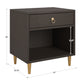 Gold Finish Metal Dark Brown Faux Shagreen 1-drawer Side Table