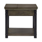 Wood Finish End Table with Built-In Outlets - Antique Gray