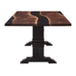 Walnut Epoxy Resin River Rectangular Dining Table - Black Base