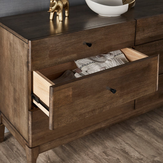 Walnut Finish 6-Drawer Dresser