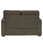 Modern Fabric Upholstered Square Arm Sofa - Loveseat, Brown Chenille Fabric