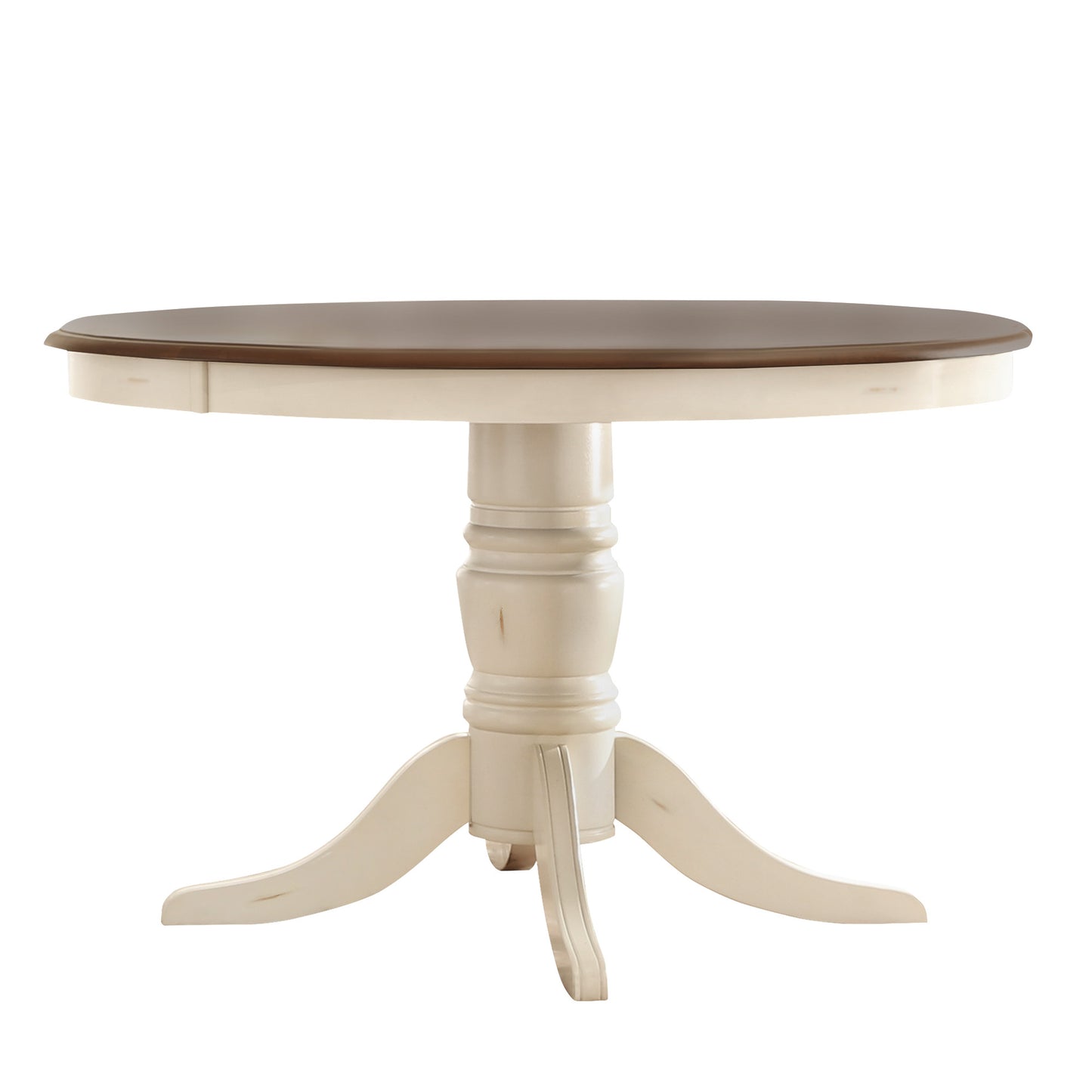 Two-Tone Round Dining Set - Antique White, Cross Back, 3-Piece Set